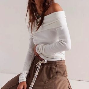 Free people off the shoulder top white size large
